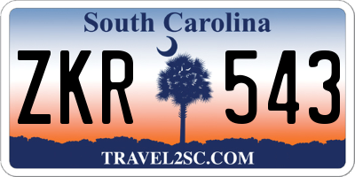 SC license plate ZKR543
