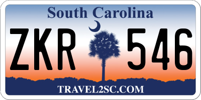 SC license plate ZKR546
