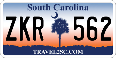 SC license plate ZKR562