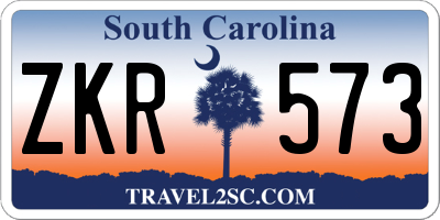 SC license plate ZKR573
