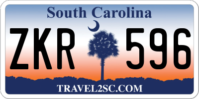 SC license plate ZKR596