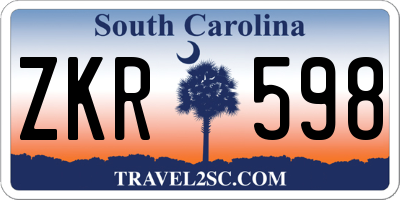 SC license plate ZKR598