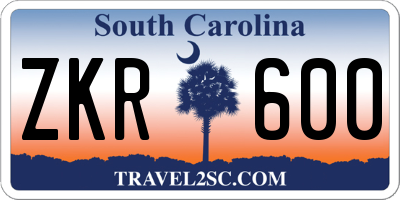 SC license plate ZKR600