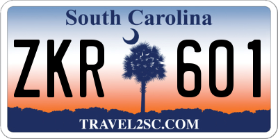 SC license plate ZKR601