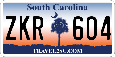 SC license plate ZKR604