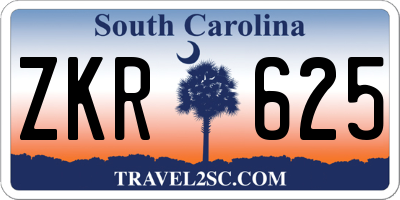 SC license plate ZKR625
