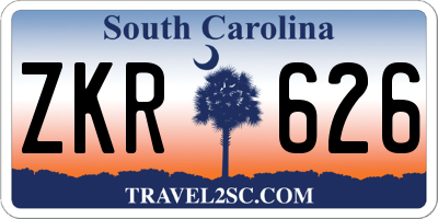 SC license plate ZKR626