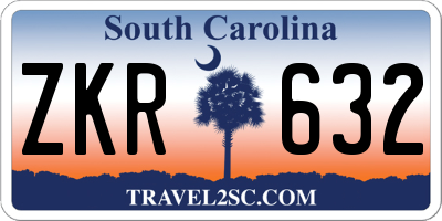 SC license plate ZKR632