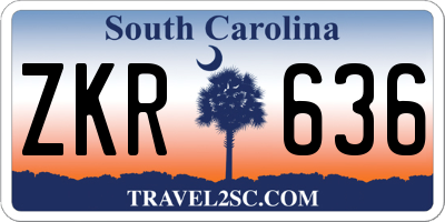 SC license plate ZKR636