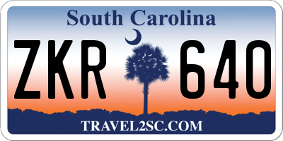 SC license plate ZKR640