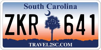 SC license plate ZKR641