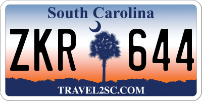 SC license plate ZKR644