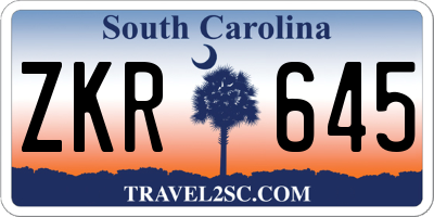 SC license plate ZKR645
