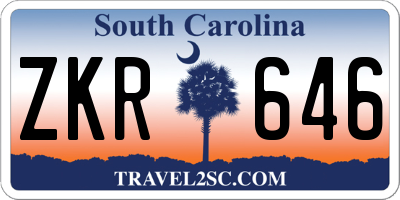 SC license plate ZKR646