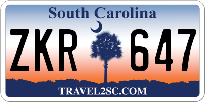 SC license plate ZKR647