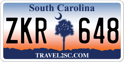 SC license plate ZKR648