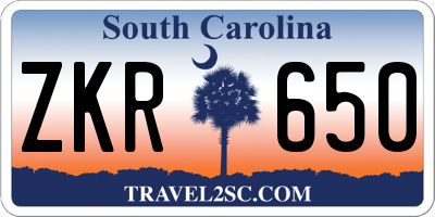 SC license plate ZKR650