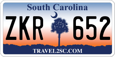 SC license plate ZKR652