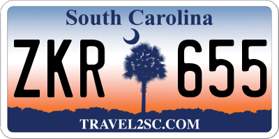 SC license plate ZKR655