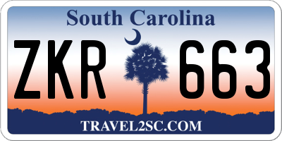 SC license plate ZKR663