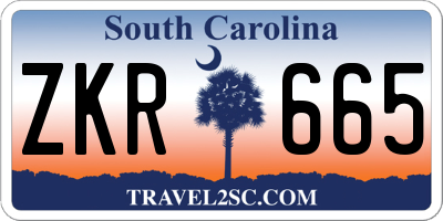 SC license plate ZKR665