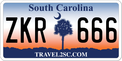SC license plate ZKR666