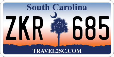 SC license plate ZKR685