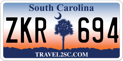 SC license plate ZKR694