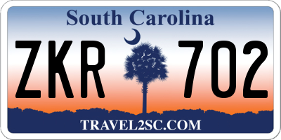 SC license plate ZKR702