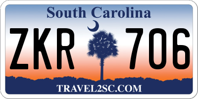 SC license plate ZKR706