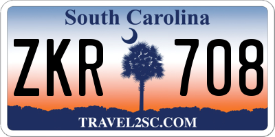 SC license plate ZKR708
