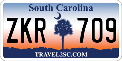 SC license plate ZKR709