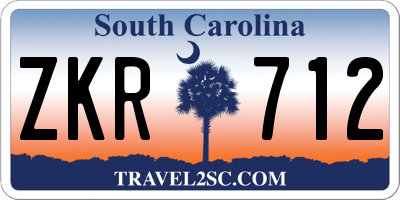 SC license plate ZKR712