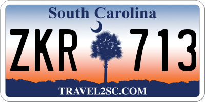 SC license plate ZKR713