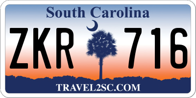 SC license plate ZKR716