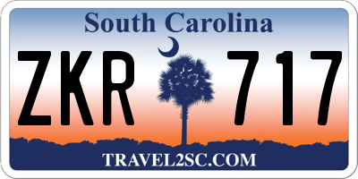SC license plate ZKR717