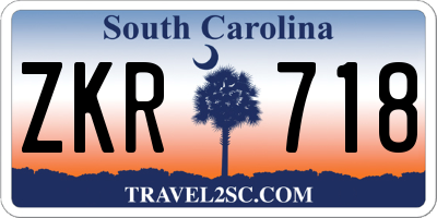 SC license plate ZKR718