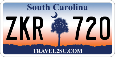 SC license plate ZKR720