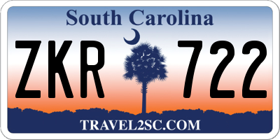 SC license plate ZKR722
