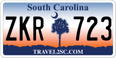 SC license plate ZKR723