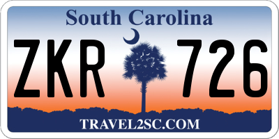 SC license plate ZKR726