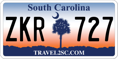SC license plate ZKR727
