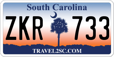 SC license plate ZKR733