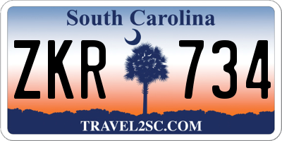 SC license plate ZKR734
