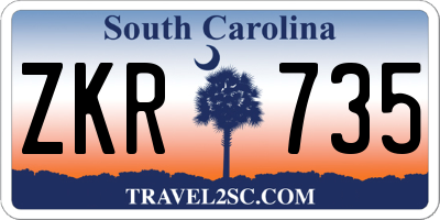 SC license plate ZKR735