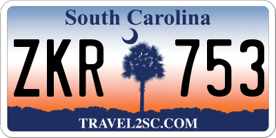 SC license plate ZKR753