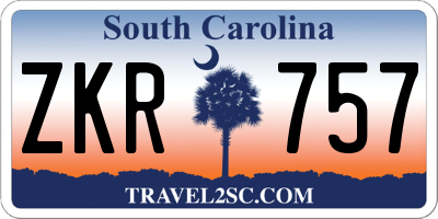 SC license plate ZKR757