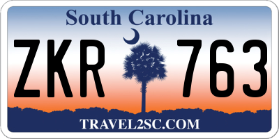 SC license plate ZKR763