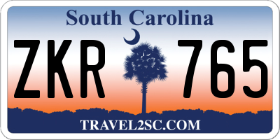 SC license plate ZKR765
