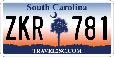 SC license plate ZKR781